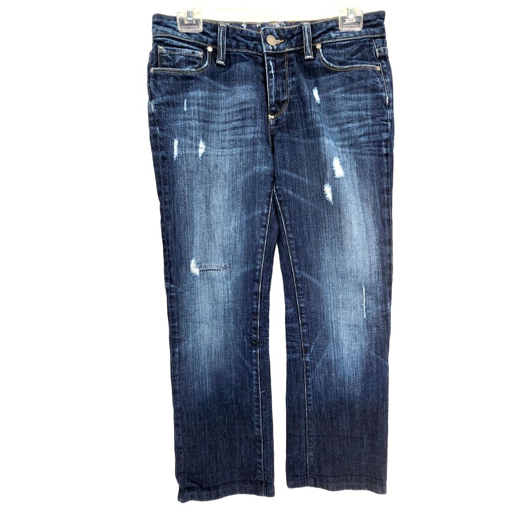 Paige Jeans Womens Size 27 Jimmy Jimmy Crop Distressed Stretch Blue Denim